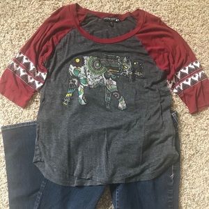 3/4 sleeve elephant print top